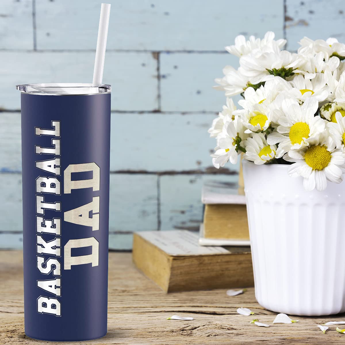 Basketball Dad Tumbler 20oz - Laser Engraved Stainless Steel Cup with Straw for Sports Fans & Gifts