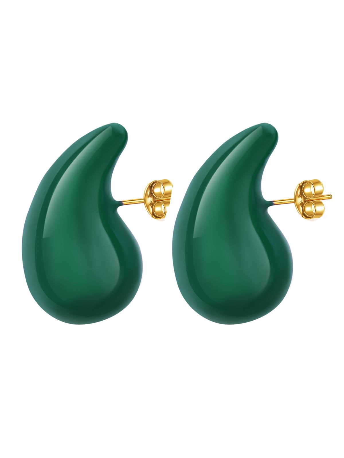 18K Gold Plated Chunky Hoop Earrings for Women - Stainless Steel Thick Teardrop Statement Earrings | Perfect for Parties, Weddings & Everyday Wear