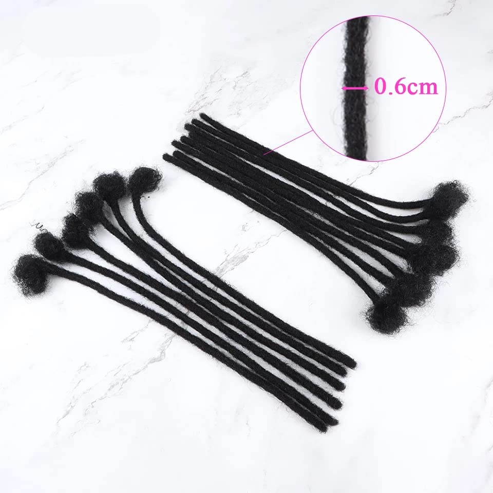 100% Real Human Hair Dreadlock Extensions - 8 Inch, 0.6cm Thickness, 60 Strands - Handmade Natural Black Locs for Women, Men & Kids - Dyeable, Curlable & Bleachable - Perfect for Daily Wear, Cosplay & Protective Styles