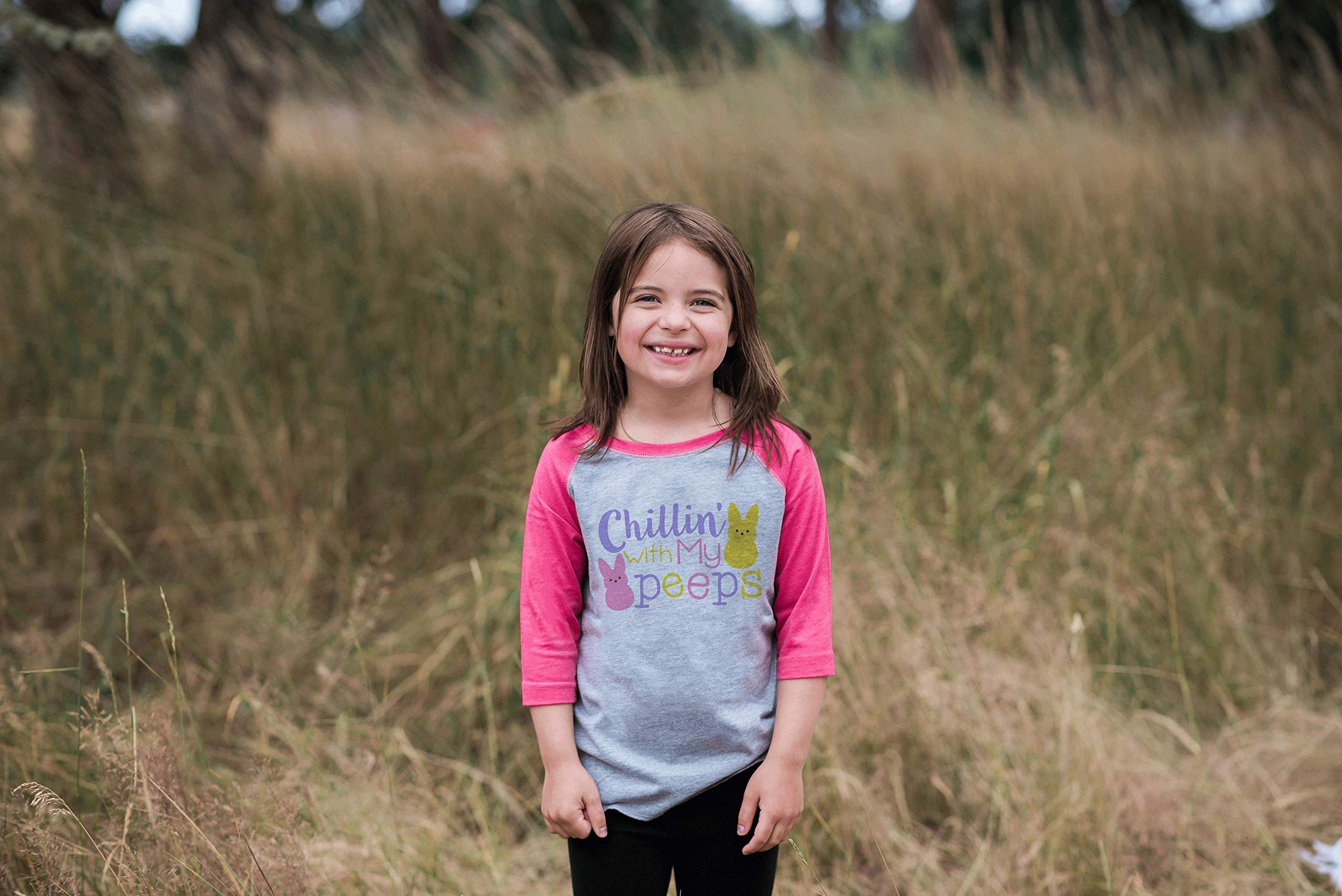 7 Ate 9 Apparel Kids Funny Easter Pink Raglan T-Shirt - Cute Easter Outfit for Boys & Girls - Perfect for Easter Egg Hunts & Spring Family Photos