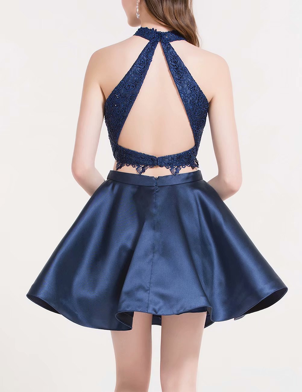 Elegant White Halter Two-Piece Dress for Women | Homecoming, Cocktail Party & Evening Events | Perfect for Prom, Dinners & Special Occasions