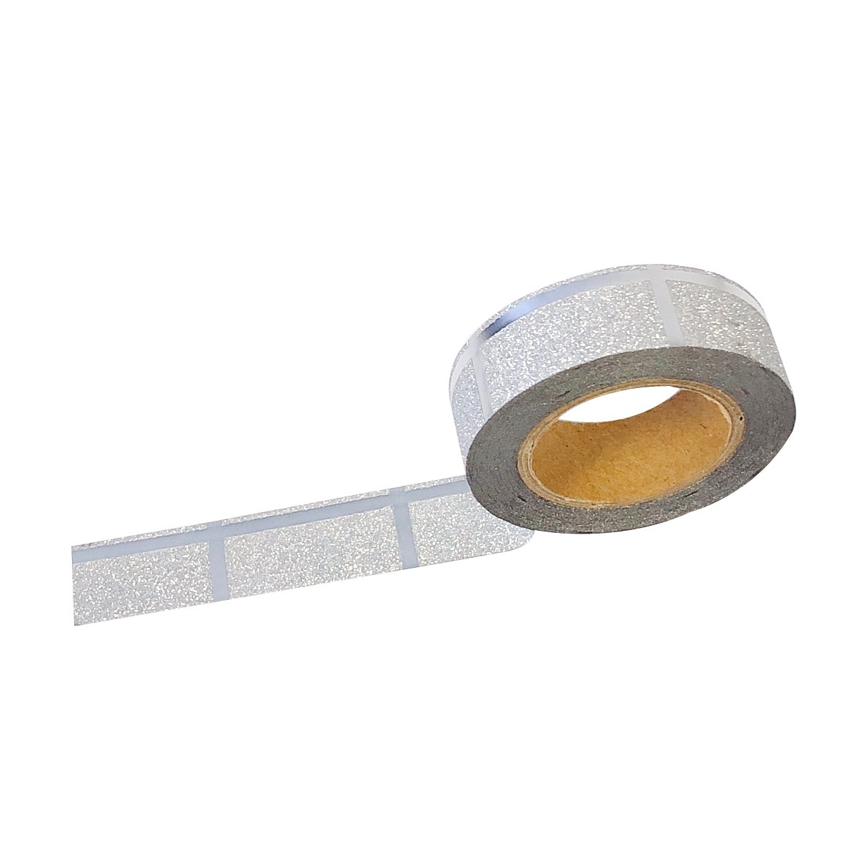 Wrapables Silver Metallic Washi Masking Tape - Decorative Square Line Pattern for Scrapbooking, Journaling, Gift Wrapping & DIY Crafts