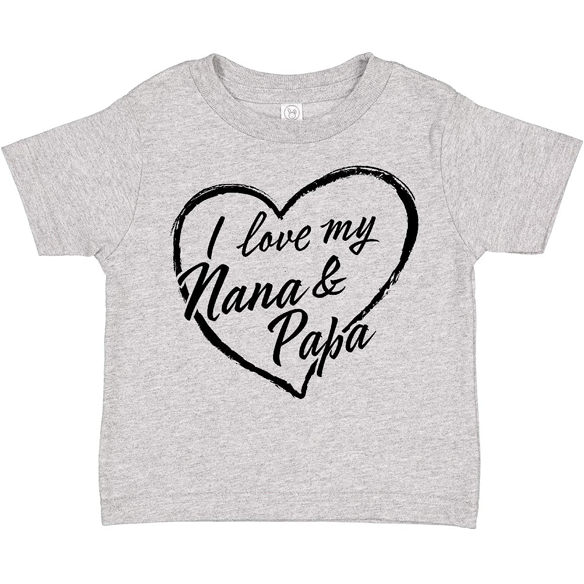 I Love My Nana and Papa Black Chalk Heart Toddler T-Shirt - Cute Grandparent Gift for Toddlers & Kids - Family Reunions, Grandparents Day, Birthday Parties