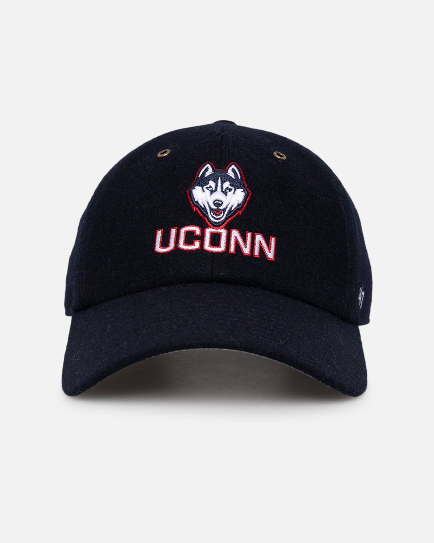 47 Brand UConn Huskies Wooly Clean Up Strapback Navy Hat - Adjustable Wool Baseball Cap for Men & Women - Perfect for College Sports, Casual Outfits & Fan Gear