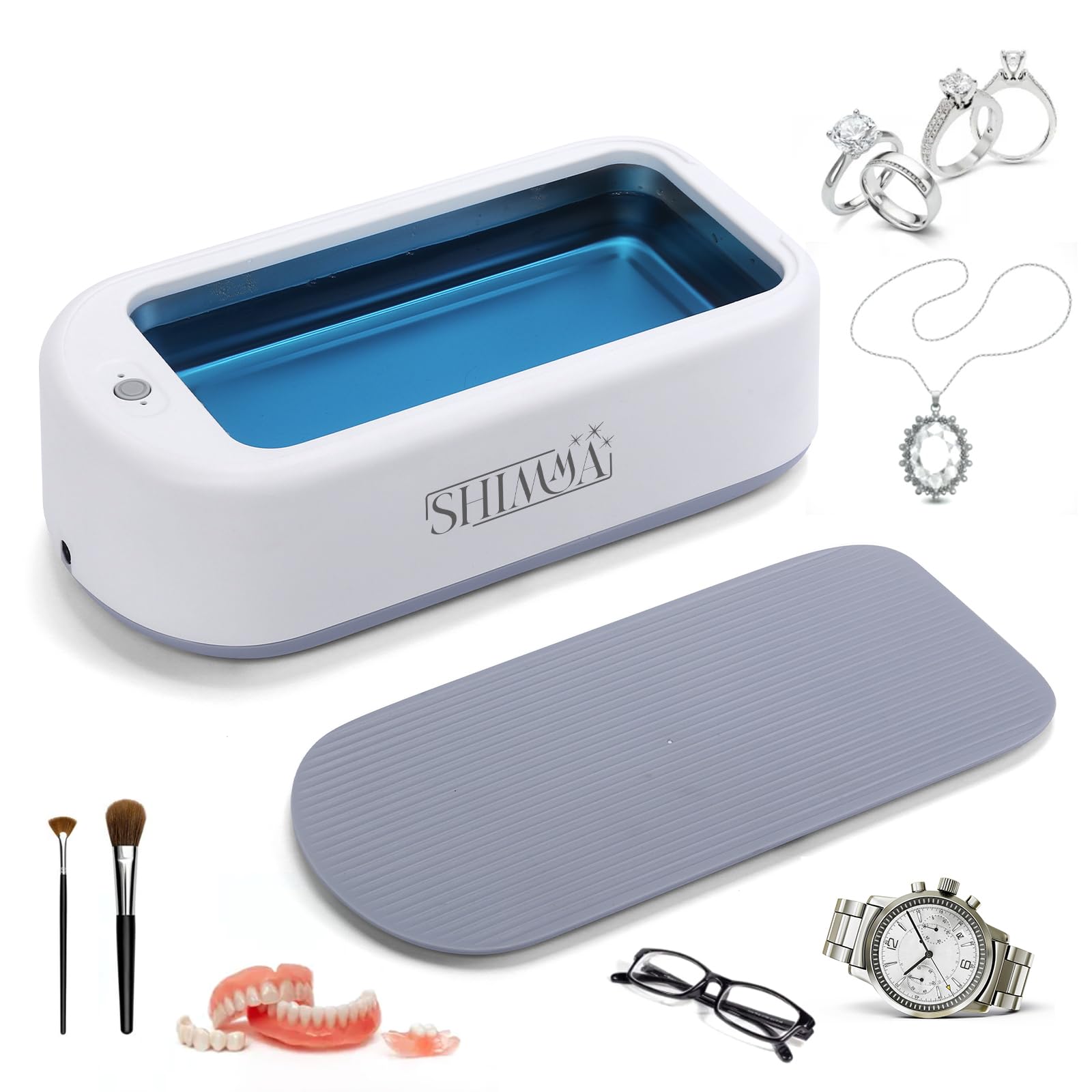 Shimma Ultrasonic Jewelry Cleaner Machine - Professional Ring Cleaner with 2 Timer Modes - Safe for Gold, Silver & Diamond Jewelry - 700ml Large Capacity & Portable Design - Perfect for Home, Travel & Jewelry Store Use