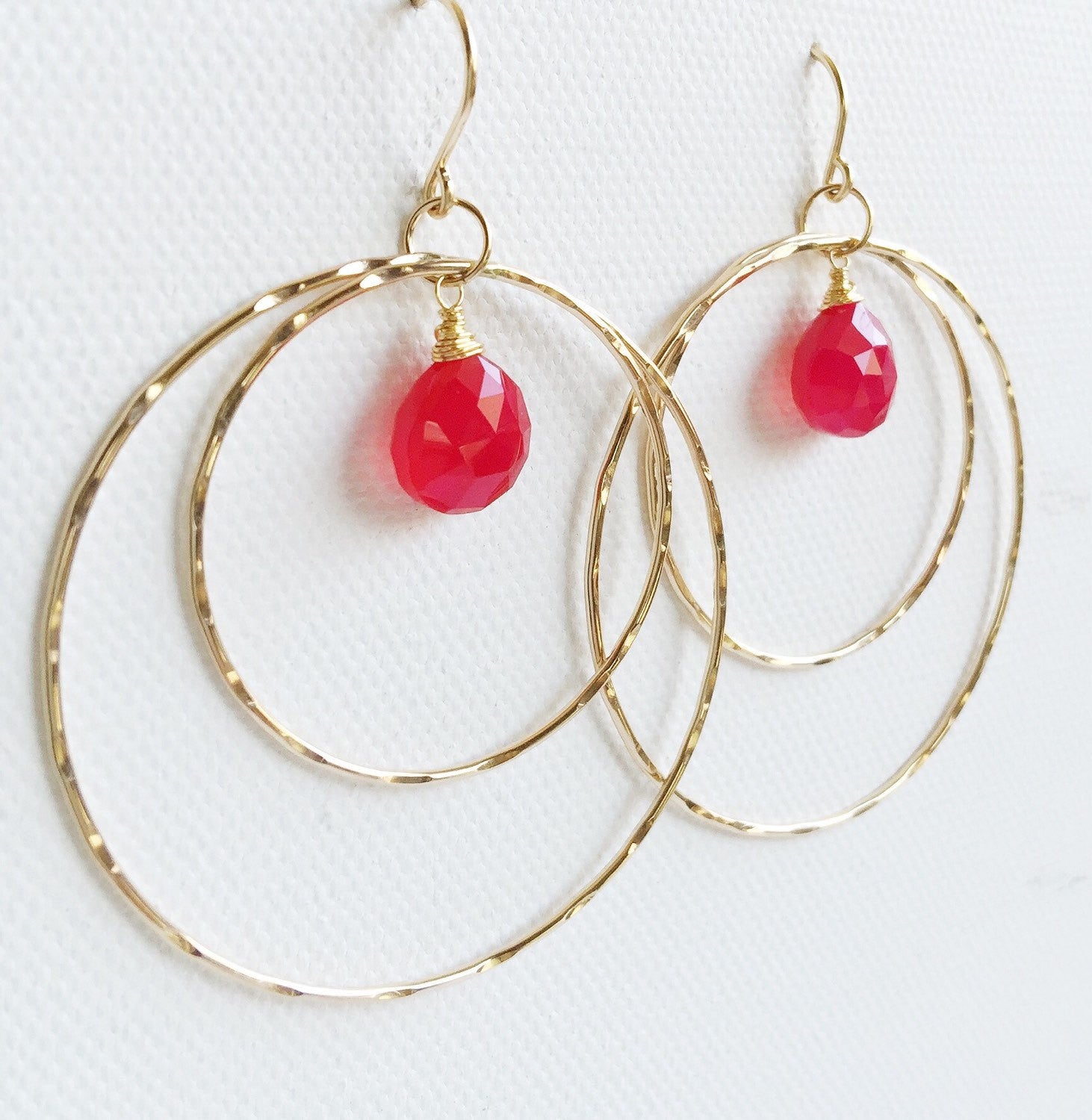 Rachel Raspberry Chalcedony Earrings (E253) – Elegant Dangle Earrings for Women, Perfect for Parties, Weddings & Special Occasions