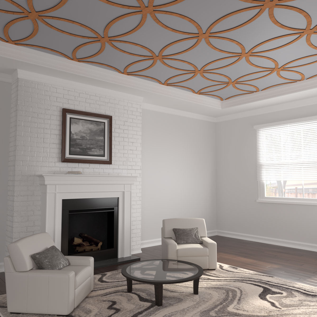Decorative Wood Ceiling Panels - Lilley Fretwork Design for Home & Office Decor - Perfect for Living Room, Bedroom, and Commercial Spaces