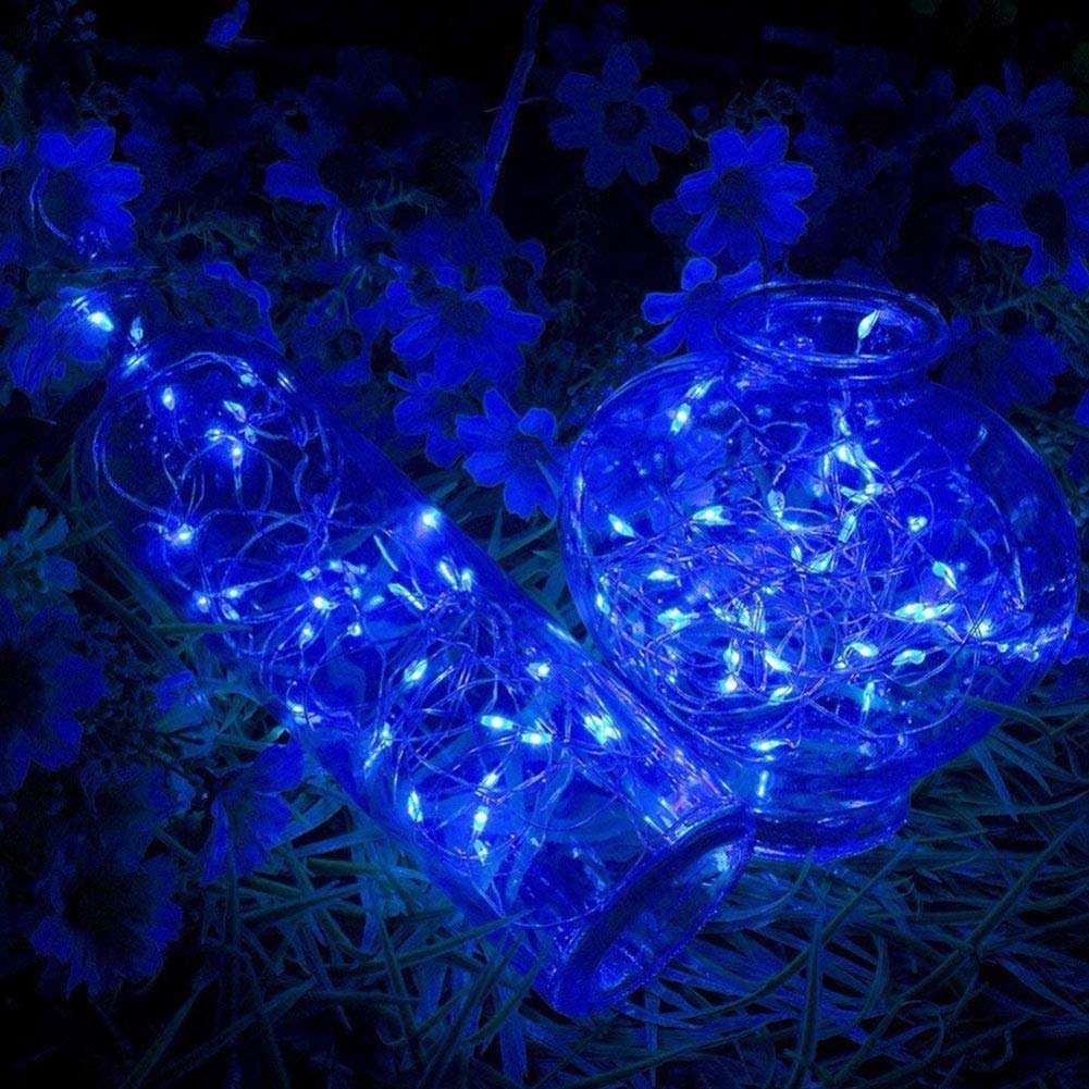 Twinkle Star 100 LED Silver Wire Fairy Lights - 33ft Battery Operated Indoor/Outdoor String Lights for Christmas Tree, Wedding, Party, Wreath & Home Decor - Waterproof Blue Fairy Lights (1 Pack) - Perfect for Bedroom, Garden, Patio & Holiday Decorations
