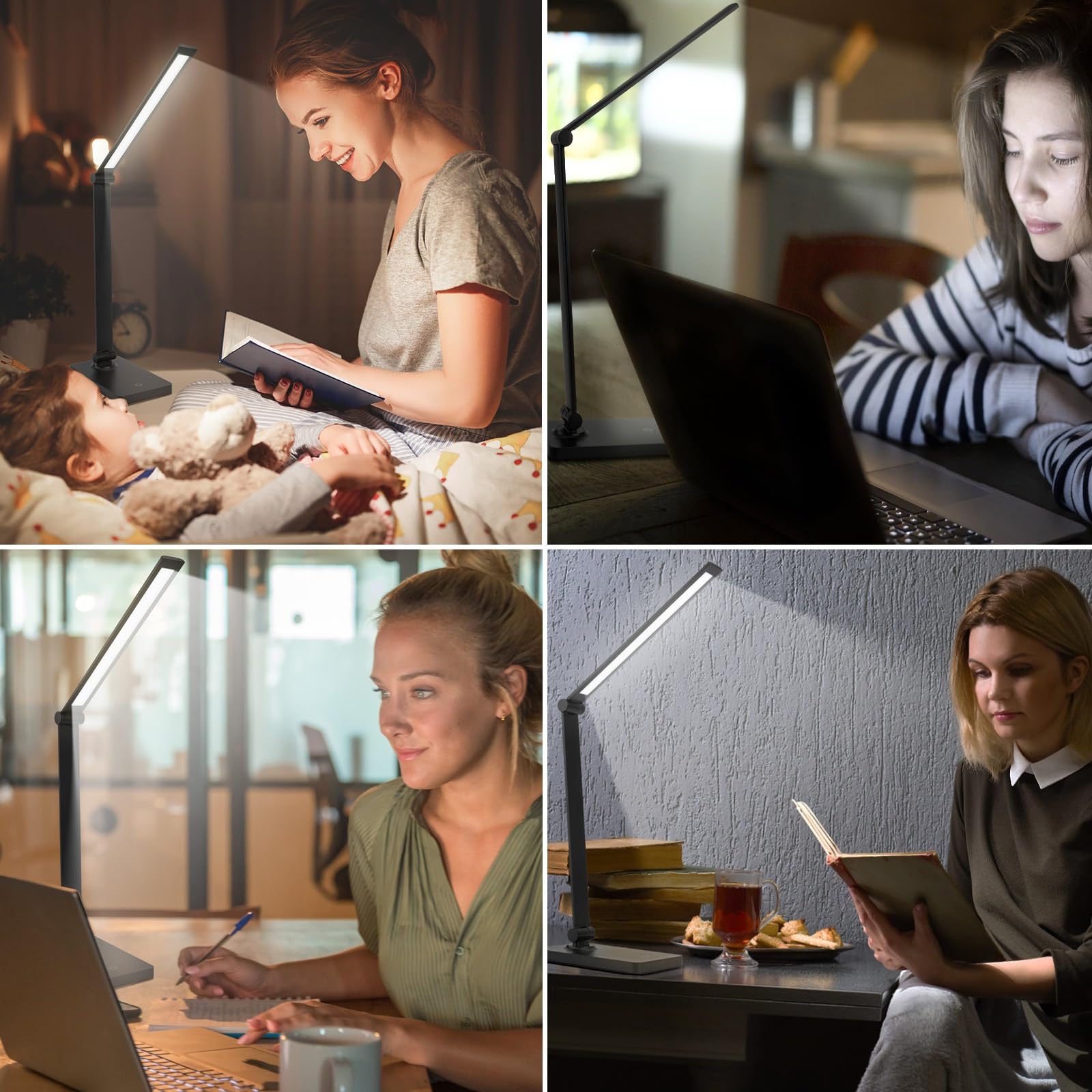 Eye-Caring LED Desk Lamp with USB Port & Touch Control - Dimmable Office Light for Home, Study & Dorm | Perfect for Reading, Working & Night Use (USB Plug-in)