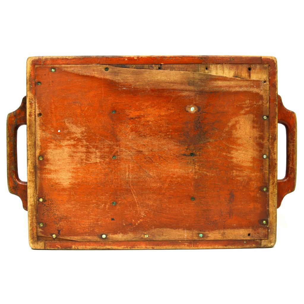 Antique Solid Hardwood Serving Tray 14x22 - Handmade Folk Art Vegetable Platter with Patina - Perfect for Dining, Entertaining & Rustic Home Decor