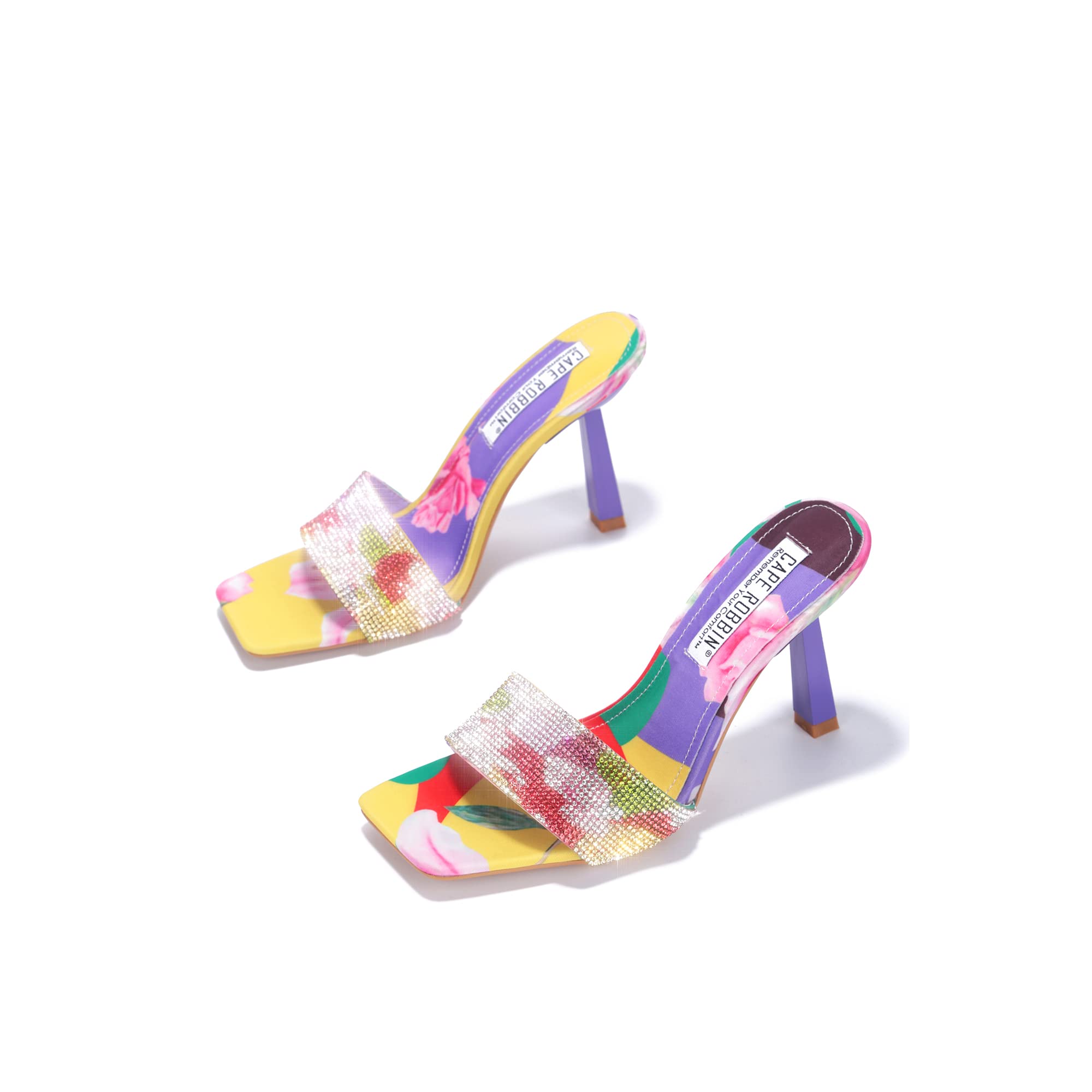 **Cape Robbin Hollymood Sexy Stiletto High Heels for Women - Square Open Toe Rhinestone Sandals, Purple Size 10 | Perfect for Parties, Weddings & Evening Events**