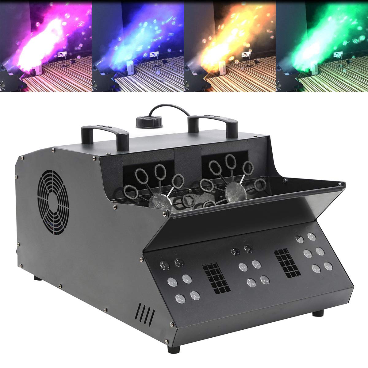 TC-Home 3-in-1 Stage Fog Bubble Machine with 18 RGB LED Lights & DMX Control - Professional Fogger Effect with Dual Bubble Fans for DJ Parties, Concerts, and Stage Performances