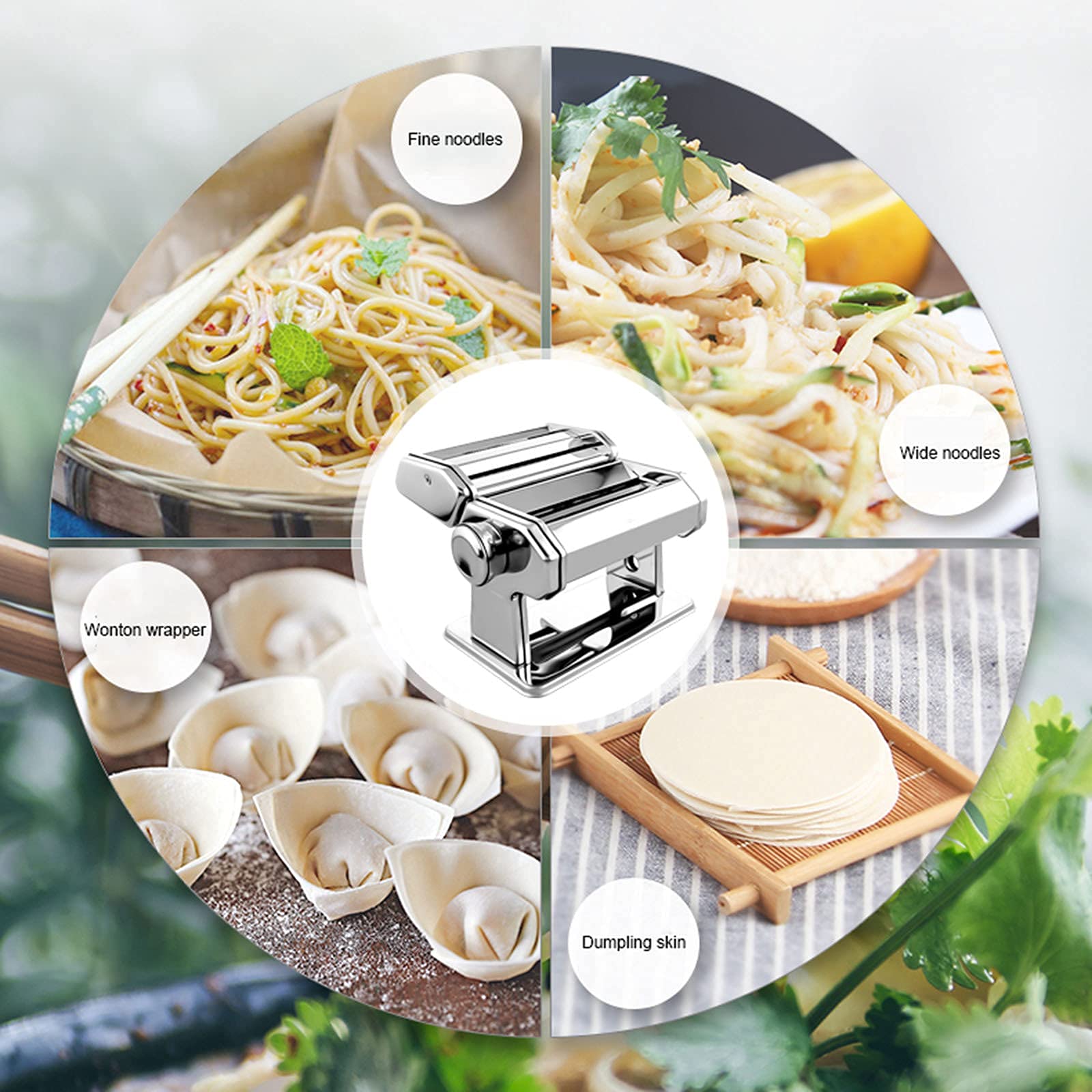 LIJCC Pasta Maker Machine - 6 Adjustable Thickness Dough Roller for Homemade Noodles & Ravioli with Table Clamp | Perfect for Italian Cooking & Family Kitchen Pasta Nights