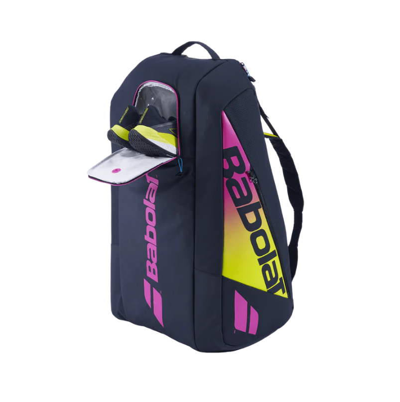 Babolat Pure Aero Rafa 12 Pack Tennis Racquet Bag - Black/Yellow/Pink for Men & Women | Durable Tennis Gear for Tournaments & Practice Sessions