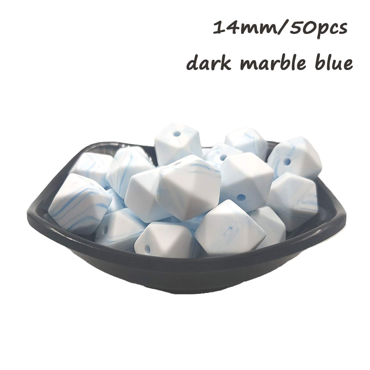 14mm Hexagonal Silicone Beads - 50pcs for DIY Jewelry & Keychains