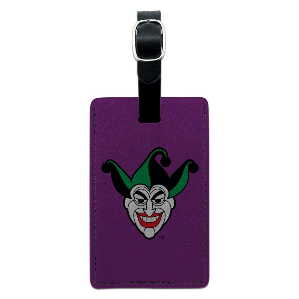 Batman Joker Symbol Leather Luggage Tag - Rectangle Suitcase ID Tag for Travel & Carry-On Bags - Perfect for Cosplay, Comic Con & DC Fans