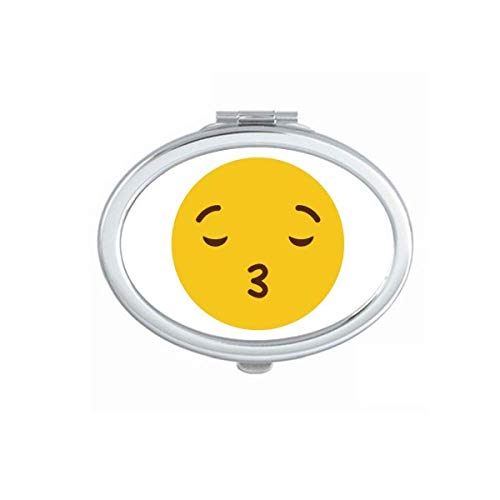 DIYthinker Portable Folding Double-Sided Makeup Mirror - Cute Yellow Kiss Love Design for Online Chat & Handheld Use - Perfect for Travel, Home, and Office Makeup Touch-Ups