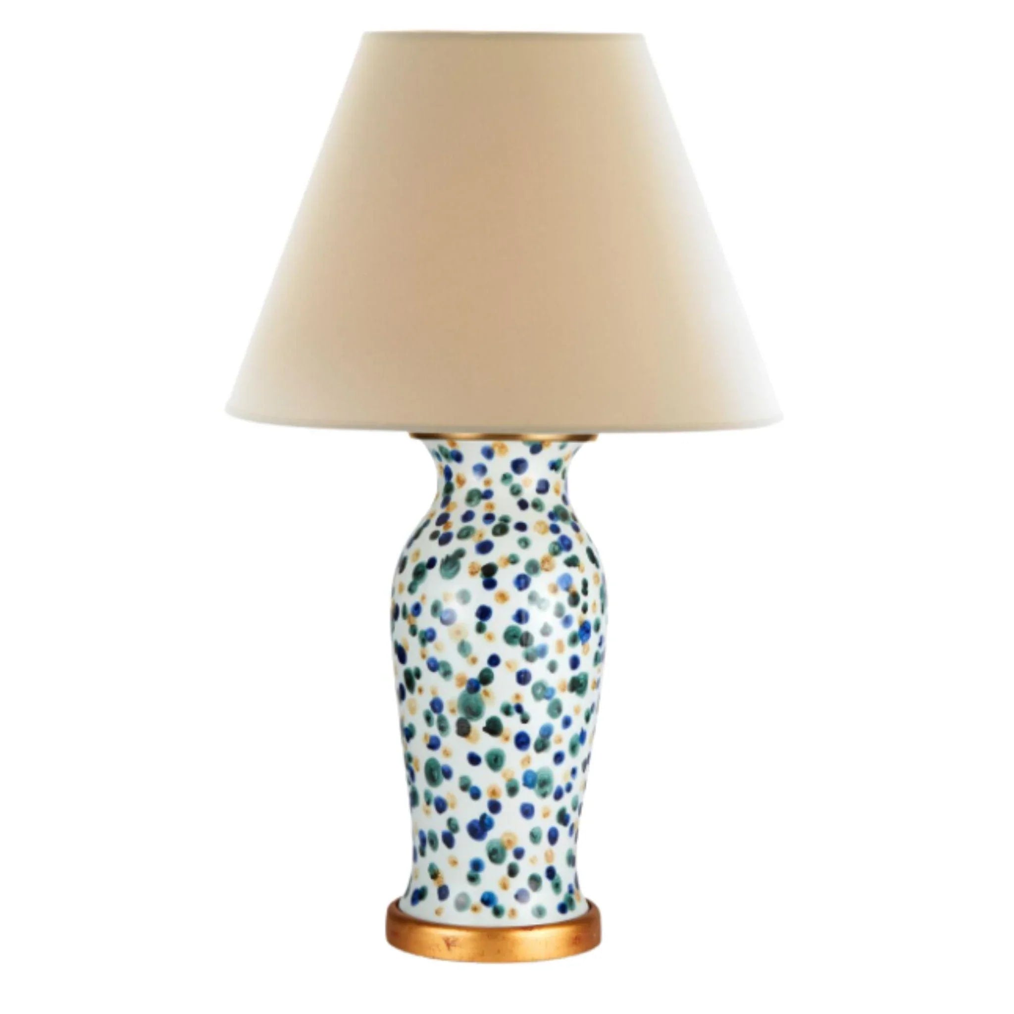 Elegant Ceramic Dots Table Lamp with Gold Base - Perfect for Bedroom Nightstand, Living Room Decor & Office Lighting