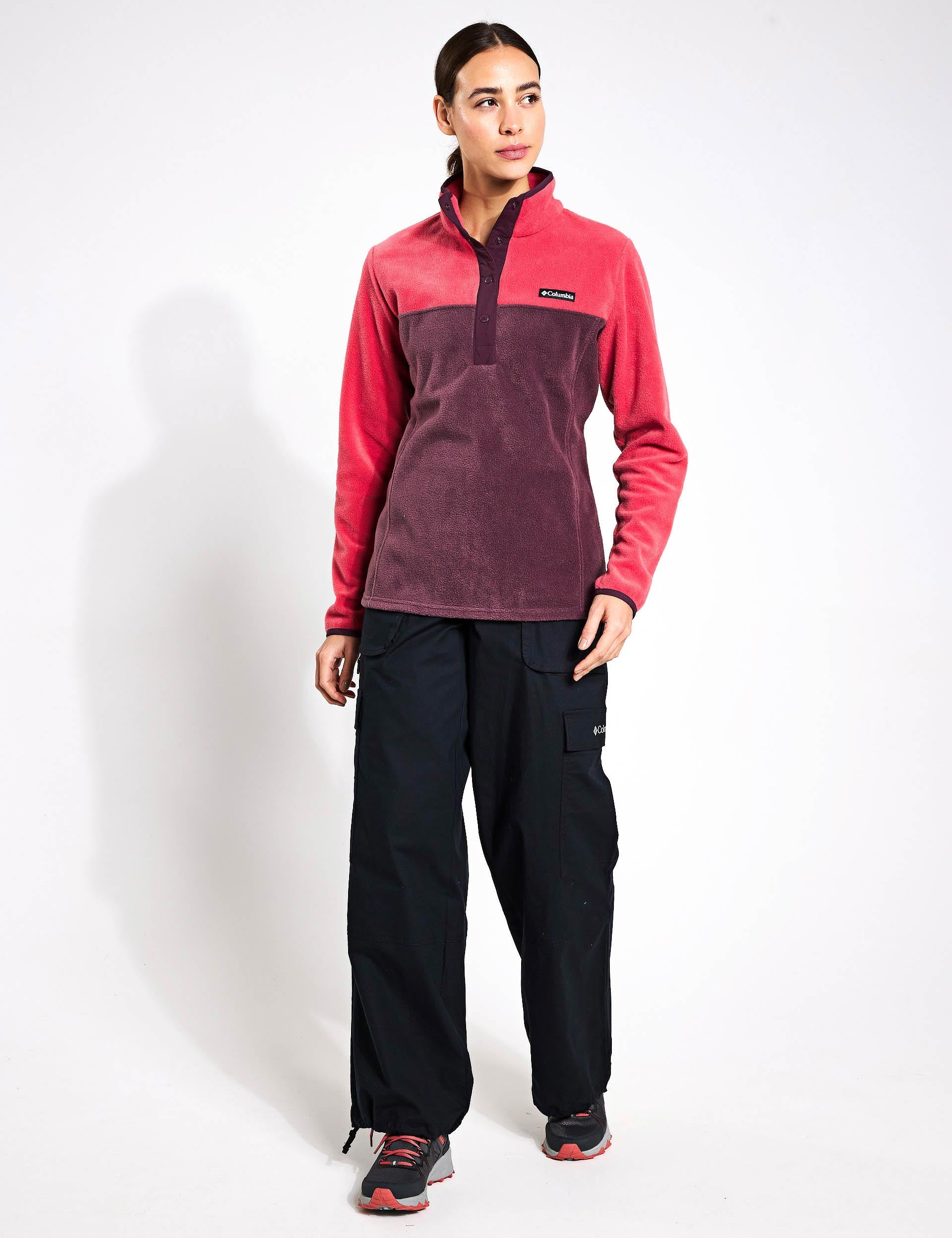 Benton Springs Half Snap Pullover Fleece Jacket - Daredevil Red & Moonvista Blue - Cozy Outdoor Wear for Hiking, Camping and Casual Street Style