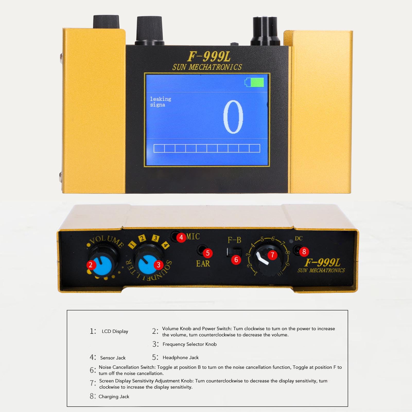 **Smart Water Leak Detector with Digital Display & Earphone - Underground Pipe Leakage Monitor for Construction, Plumbing & Home Use (US Plug) - Ideal for Basements, Bathrooms & Outdoor Pipes**
