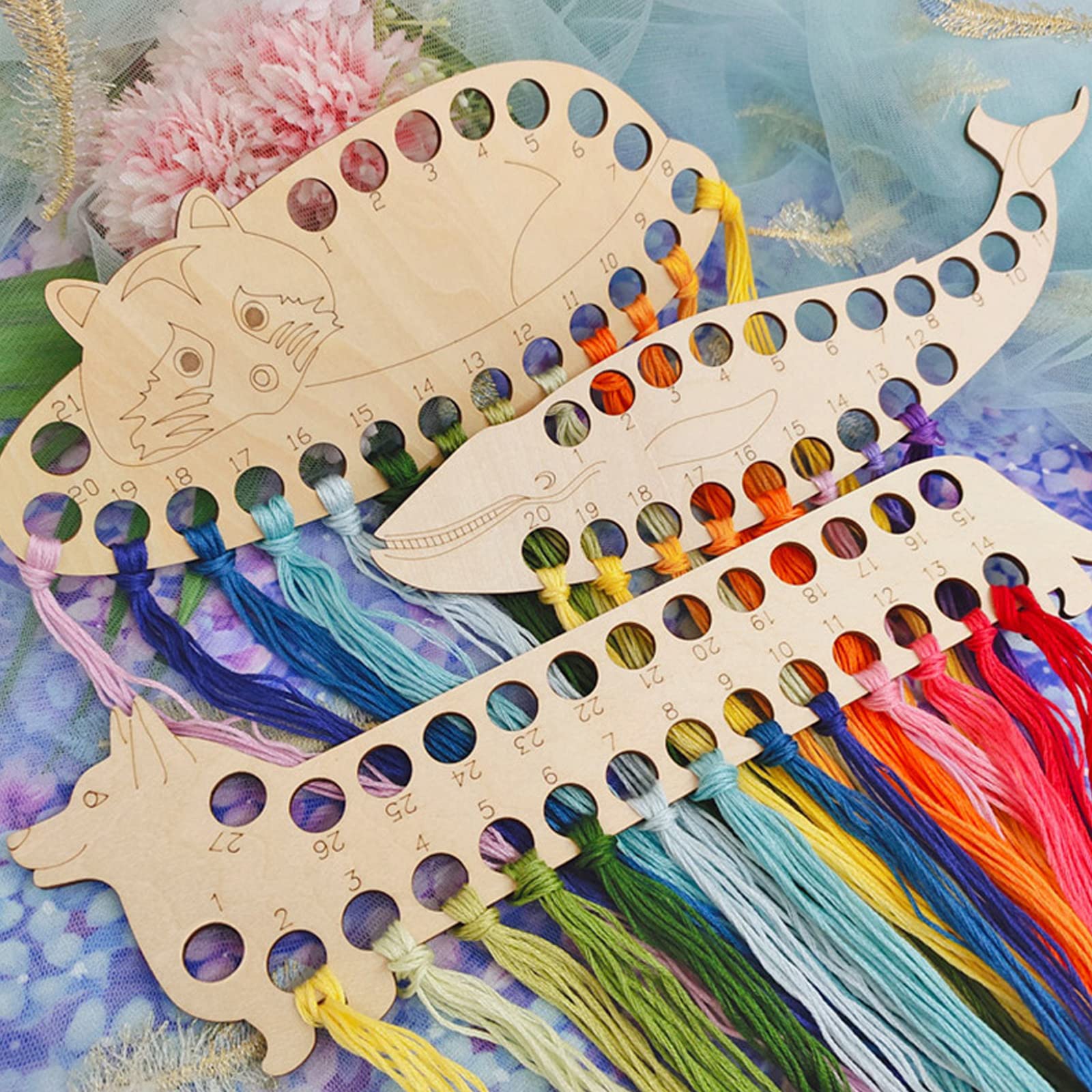 3Pcs Cute Animal-Shaped Embroidery Floss Organizer Set - Cross Stitch Thread Holder & Storage Shelf for DIY Craft Projects - Perfect for Needlework, Sewing, and Embroidery Organization at Home or Studio