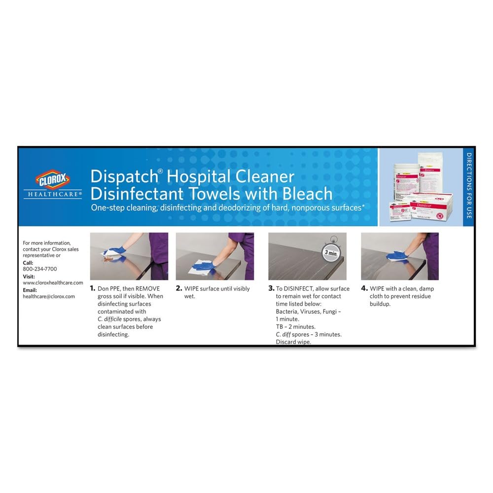 Clorox Healthcare 69150 Disinfectant Wipes - 6.75