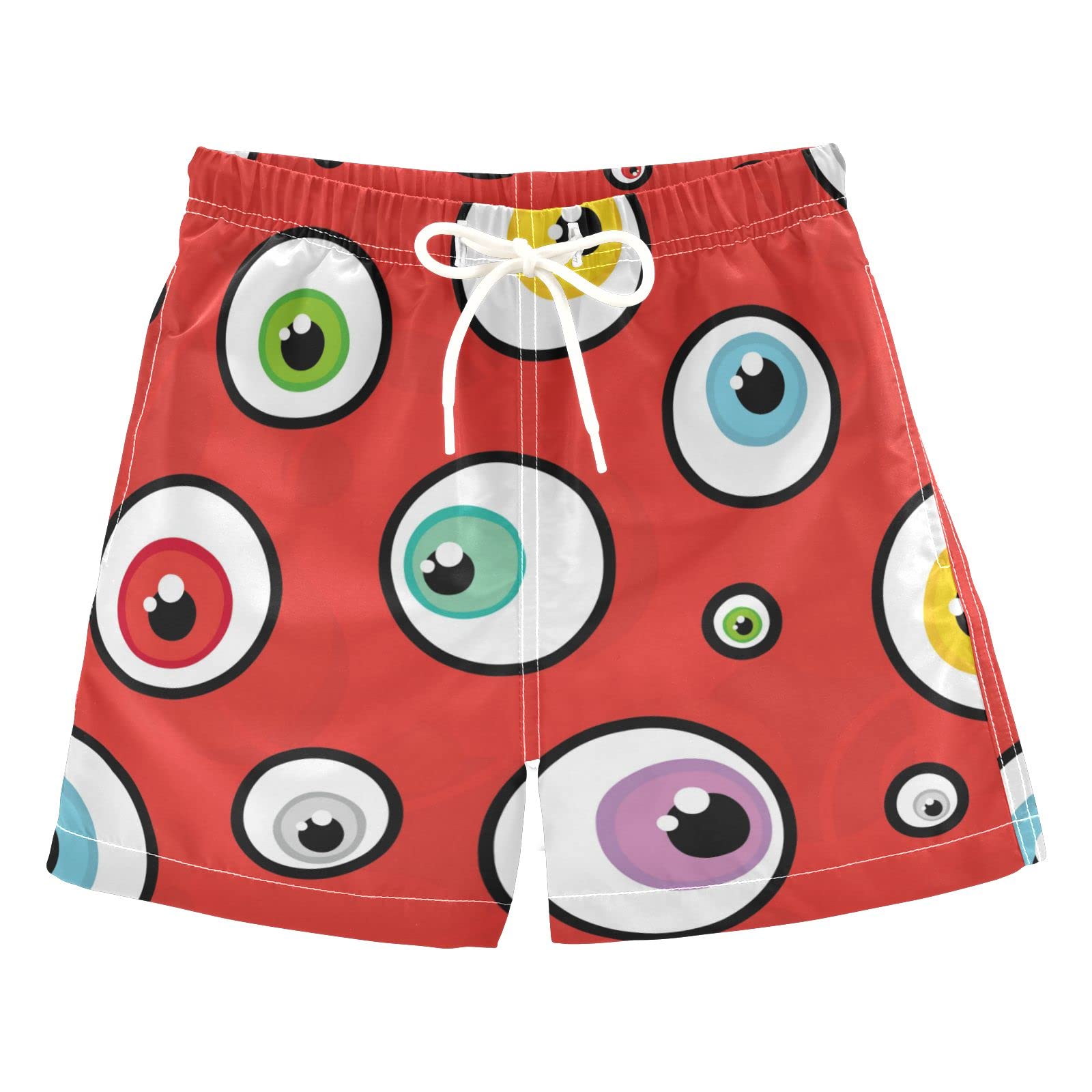 **Boys' Red Pattern Swim Trunks with Mesh Lining - Quick Dry Beach Shorts, Adjustable Waist for Swimming & Pool Play**    *(Perfect for Summer Vacations, Beach Trips, and Water Park Adventures!)*