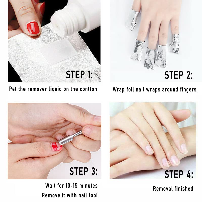 200Pcs Nail Polish Remover Wraps - Aluminium Foil Soak Off Gel Polish Remover with Lint-Free Cotton Pads - Professional Nail Art Removal Tool for Salon & Home Manicure - Perfect for Gel, Acrylic & Dip Powder Nail Removal