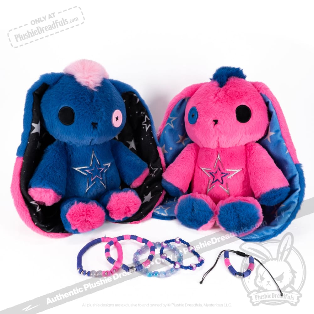 Plushie Dreadfuls Gemini Rabbit - Soft Stacking Friendship Bracelet for Zodiac Lovers, Best Friend Gifts & Everyday Wear