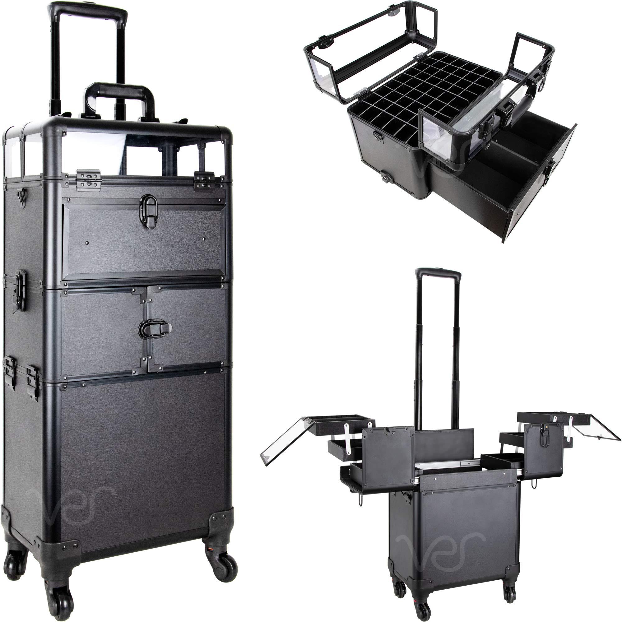 Ver Beauty Professional Rolling Nail Artist Case - Portable Nail Tech Organizer with Wheels for Salon, Travel & Home Use - Perfect for Manicurists & Nail Technicians
