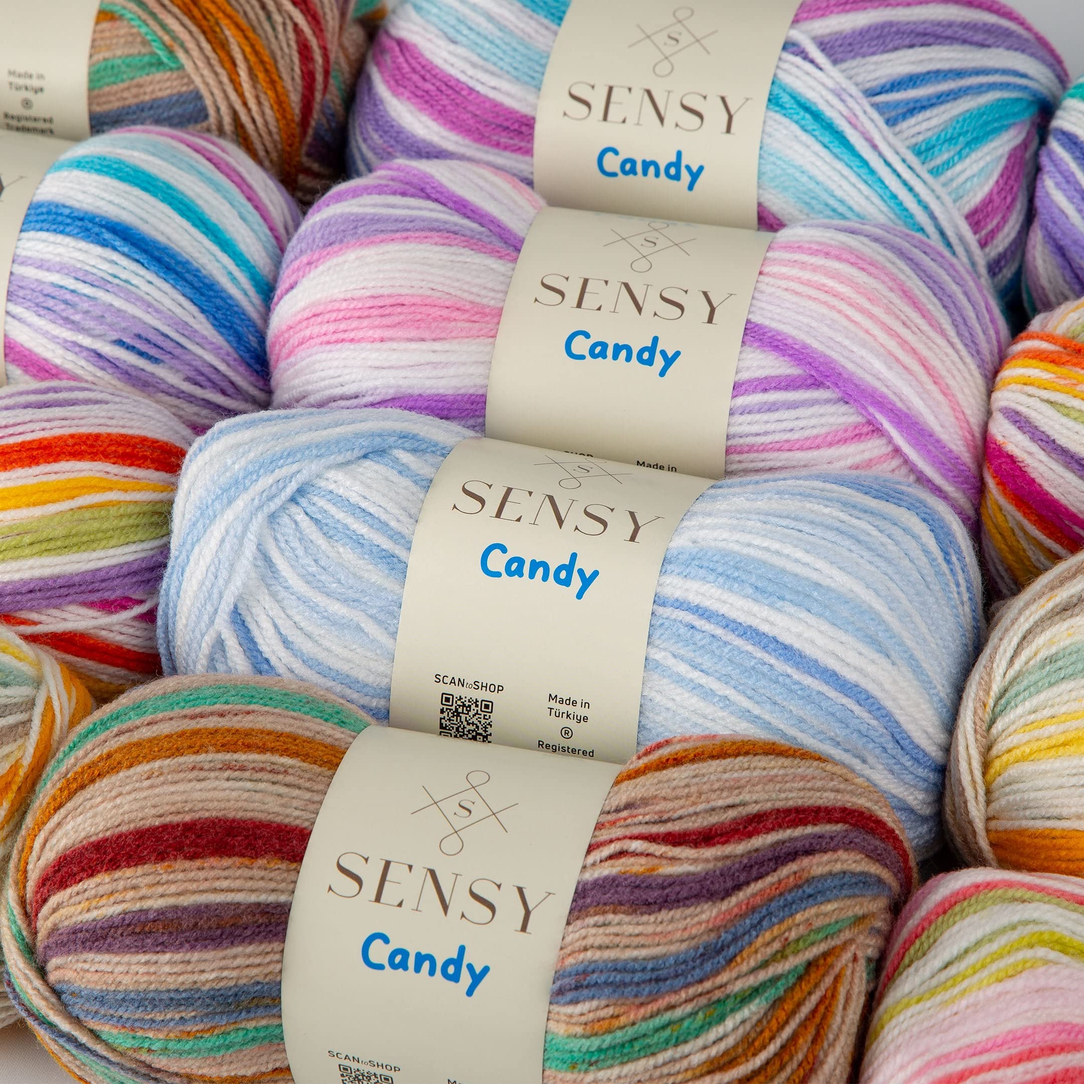 Sensy Candy Yarn - 3.5 oz, 251 Yards Multicolor Crochet & Knitting Yarn - Light Weight Gauge 3 Craft Yarn (5432) - Perfect for Scarves, Hats & DIY Projects