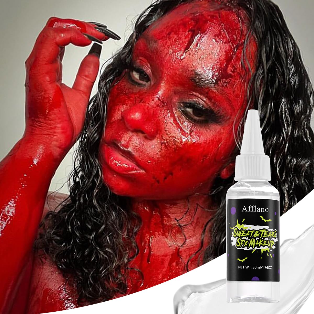 **Realistic Fake Sweat & Tears SFX Makeup Kit – Hypoallergenic, Safe for Skin – Perfect for Halloween, Cosplay, Movies & Theatrical Effects**    *(Use Scenes: Ideal for horror films, Halloween costumes, cosplay events, theater performances, and special effects makeup artistry.)*