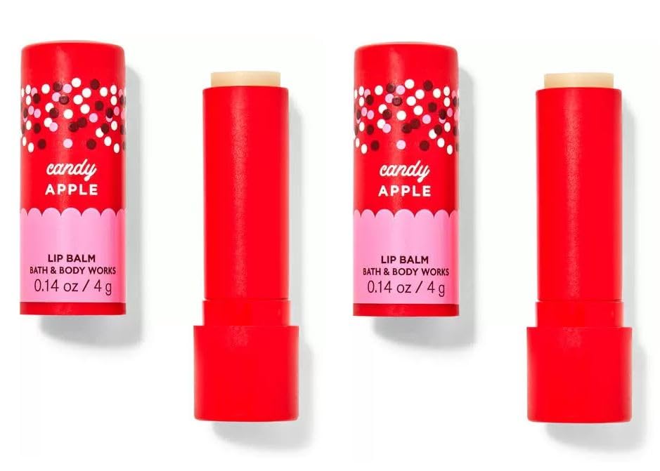 Bath & Body Candy Apple Lip Balm Pack of 2 (0.14 Oz) - Hydrating Cherry Scented Matte Lip Balm for Dry Lips | Perfect for Winter Care & Daily Moisturizing