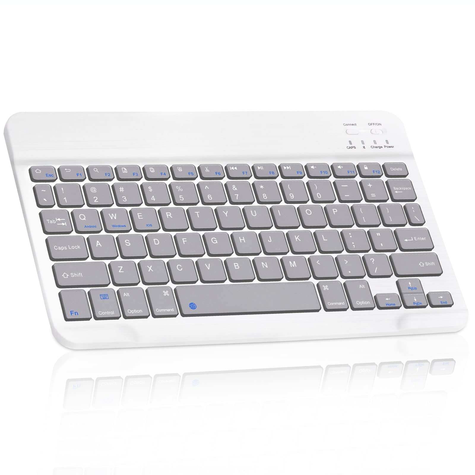 Ultra-Slim Bluetooth Rechargeable Keyboard Compatible with Honor X30 Max, iPads, iPhones, Android Tablets, Smartphones & Windows PC - Stone Grey | Perfect for Office, Home & Travel Use