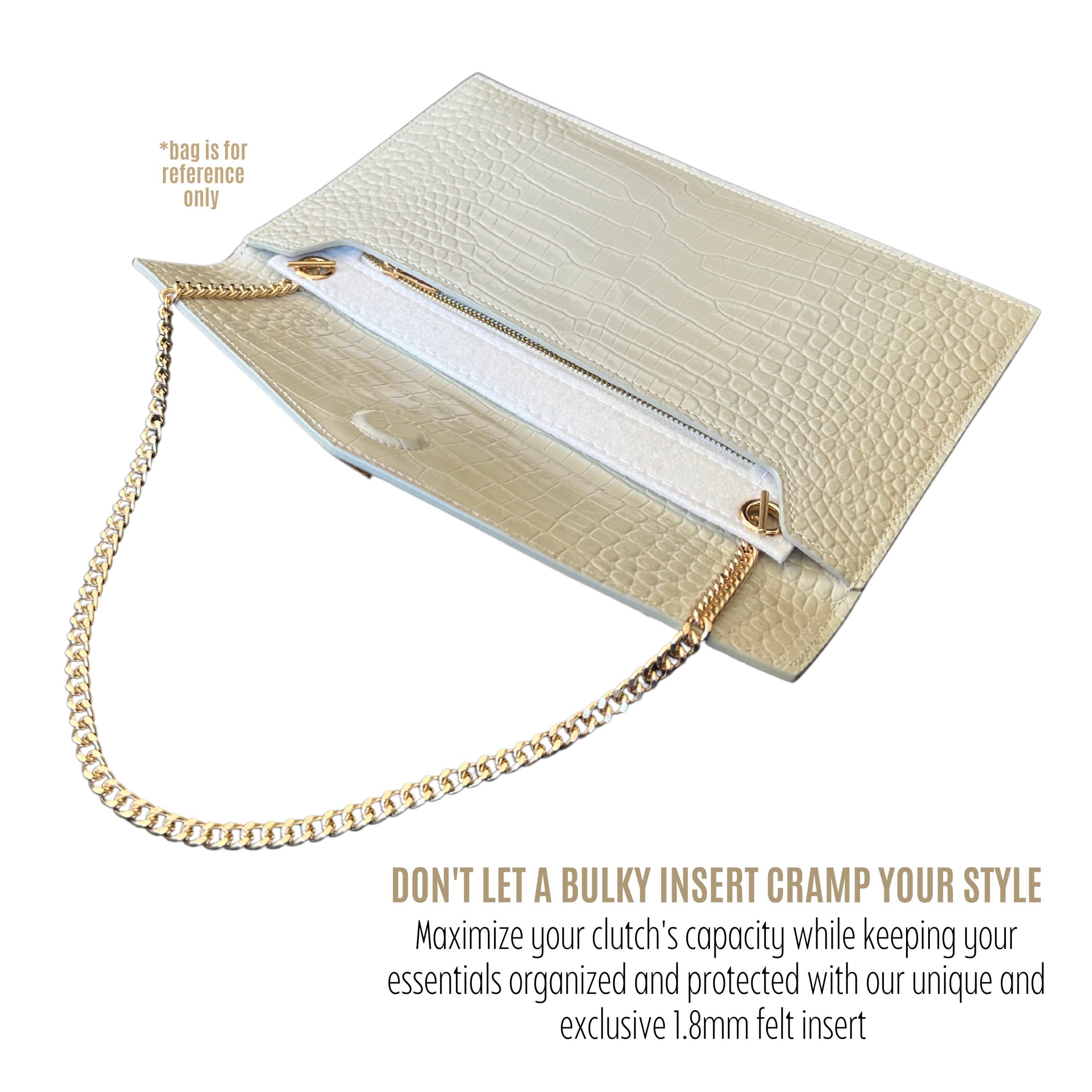 Uptown Clutch Conversion Kit with Gold Chain Strap - Black Wristlet Wallet on Chain (WOC) Pouch Insert for Women | Perfect for Evening Parties, Weddings & Date Nights