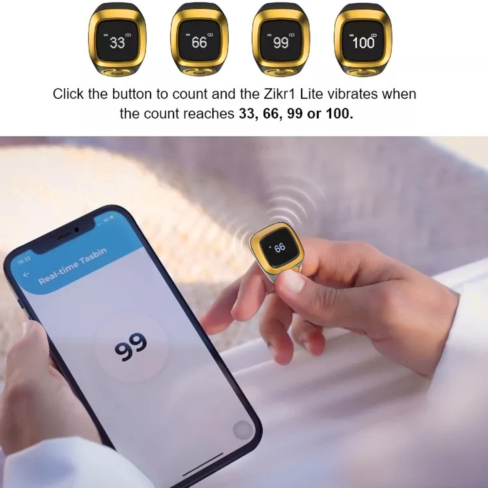 Digital Finger Tally Counter Clicker - Rechargeable Silent Hand Counter for Muslims, Kids & Teachers | Perfect for Prayer Beads Counting, Classroom Activities & Sports Scorekeeping