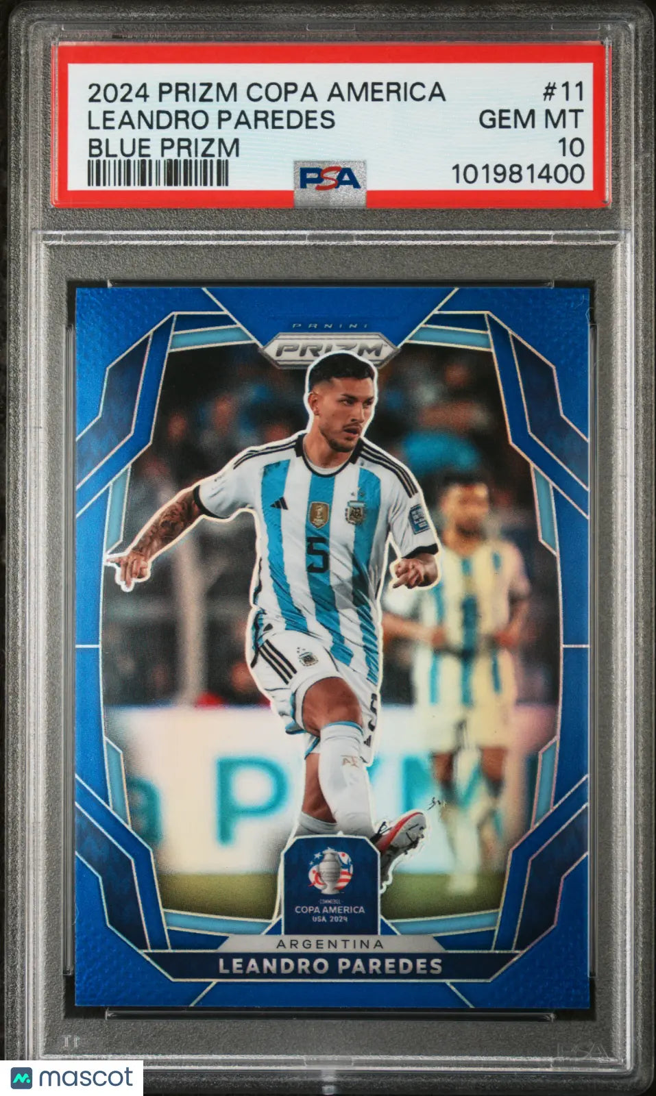 2024 Panini Prizm Conmebol Copa America Leandro Paredes Blue Prizm PSA 10/110 - Rare Soccer Trading Card for Collectors & Sports Fans - Perfect for Display, Investment & Memorabilia Collections