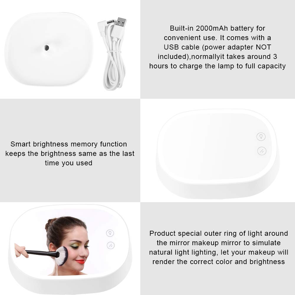 Akozon 2-in-1 LED Ring Light Makeup Mirror & Desk Lamp - Adjustable Rechargeable Dimmable Lighting for YouTube Live Stream, Makeup Studio, Photography, Selfie, Tattoo Artist - Perfect for Home Office & Beauty Salon (White)