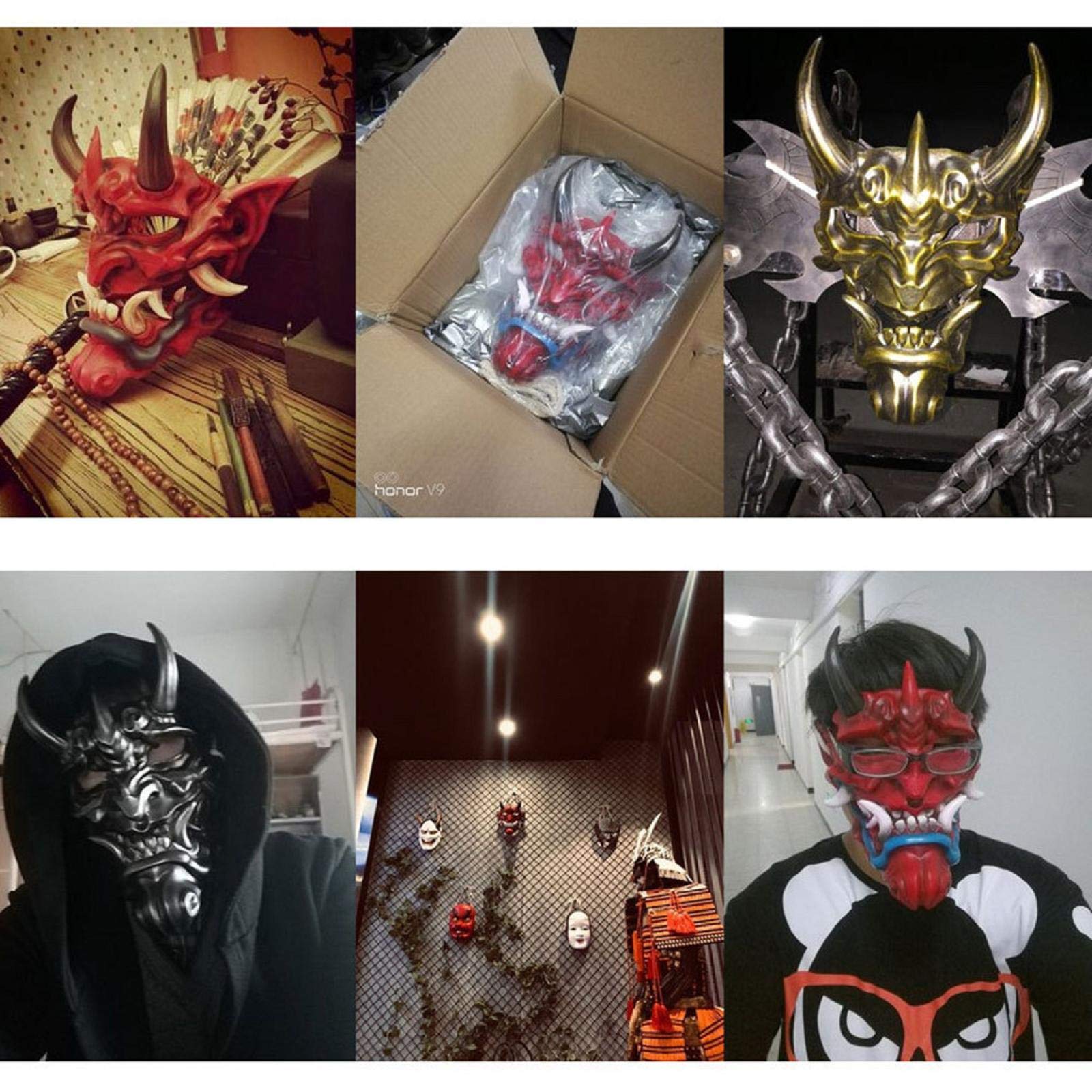 Japanese Prajna Mask - Authentic Halloween Costume & Collectible Wall Decor for Cosplay, Home Decoration, and Themed Parties