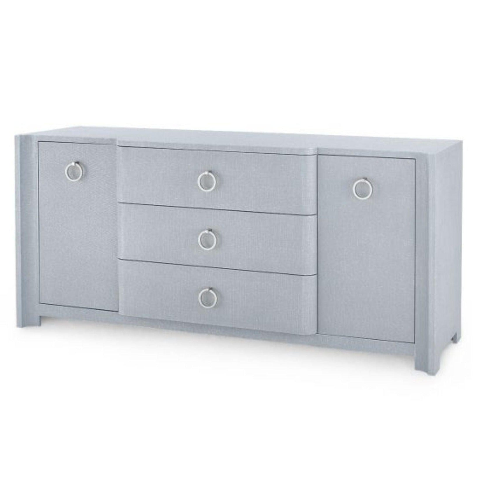 Audrey Media Cabinet - Washed Winter Gray Finish with Custom Pull Handles - Perfect for Living Room, Bedroom & Home Theater Storage