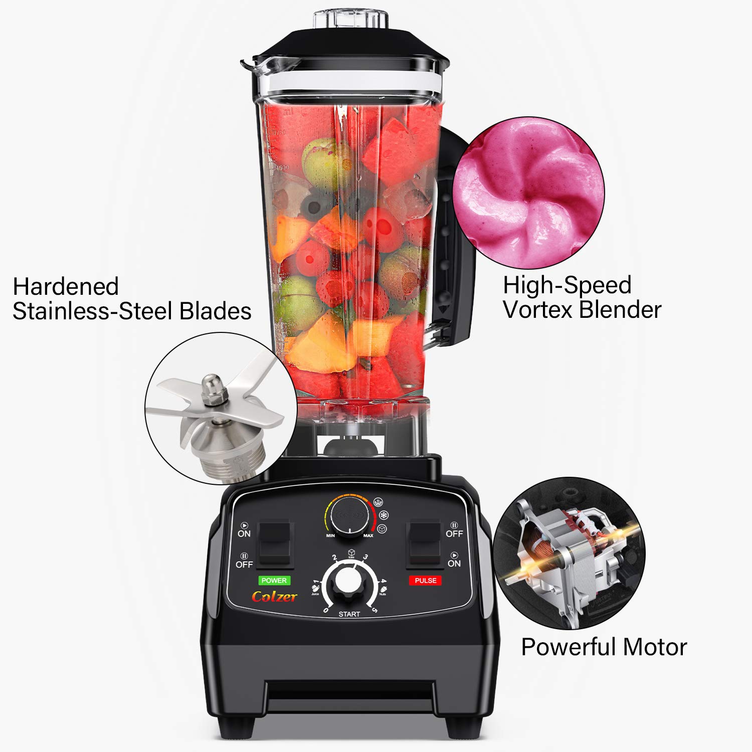 2200W High-Power Professional Countertop Blender - 2L Glass Jar for Smoothies, Shakes & Food Prep - Built-in Timer, Quiet Operation - Perfect for Home Kitchens, Juice Bars & Healthy Lifestyles