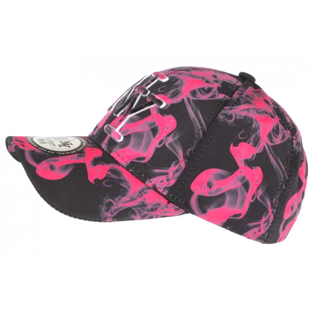 Hip Hop Honor NY Rose & Black Streetwear Baseball Cap - Unisex Adjustable Snapback - Fluo Pink & Black - Perfect for Urban Fashion & Hip Hop Style
