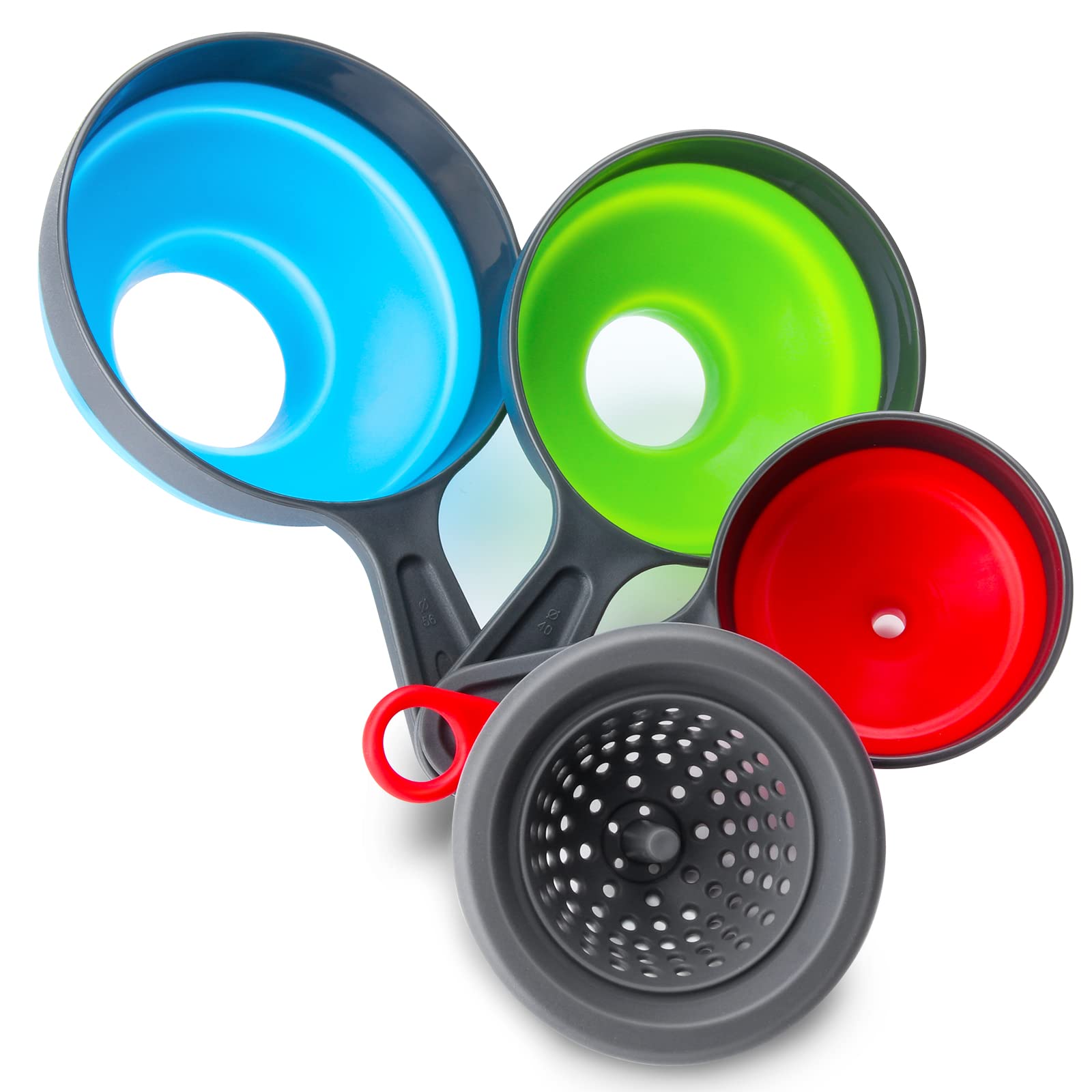 Dokpod Collapsible Silicone Kitchen Funnel with Strainer - Wide Mouth Canning & Bottle Filling Funnel with Filter - Perfect for Home Brewing, Oil Transfer, and DIY Projects
