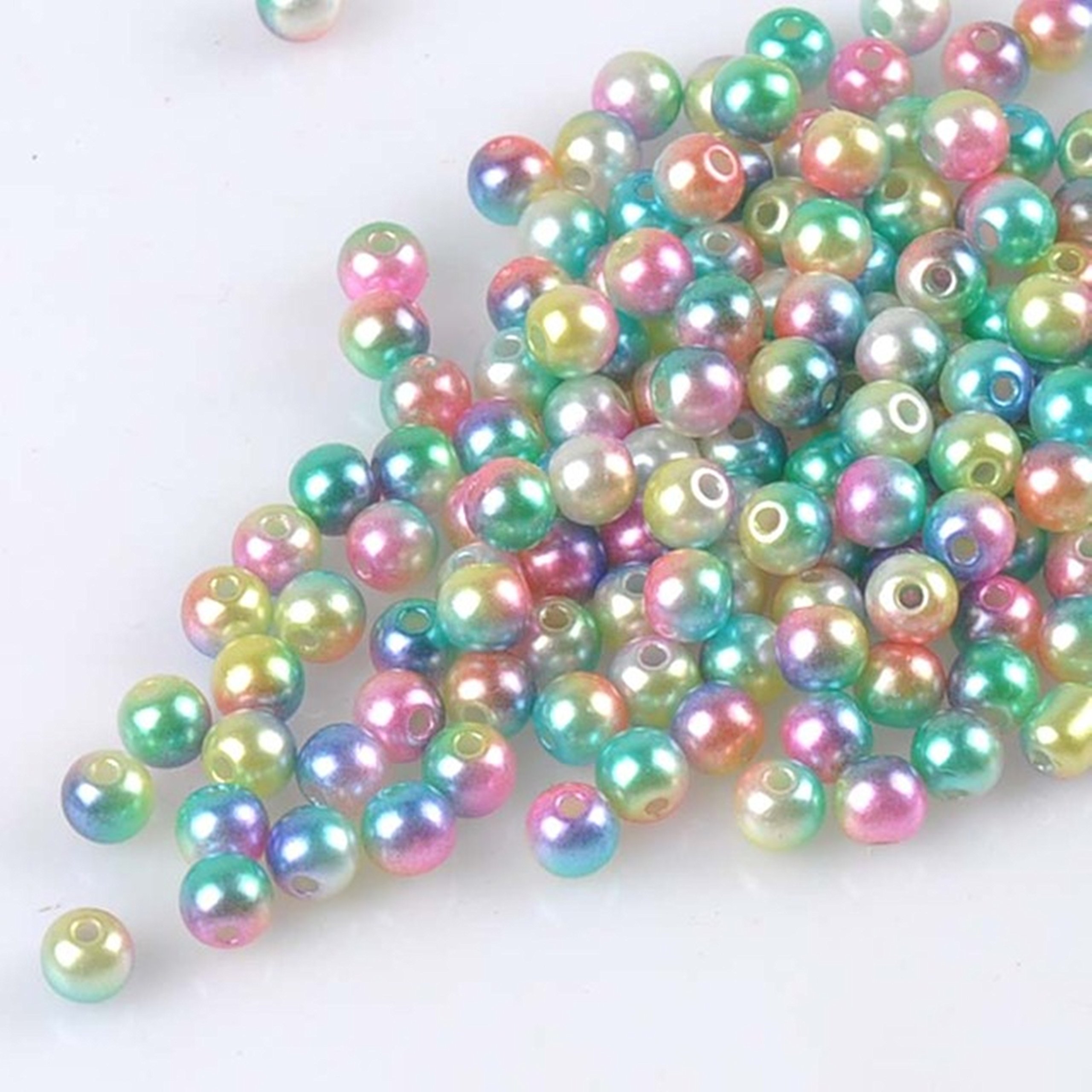 Rainbow Round Pearl Beads for Jewelry Making - DIY Craft Supplies for Necklaces, Bracelets & Earrings - Perfect for Beading, Scrapbooking & Gift Making
