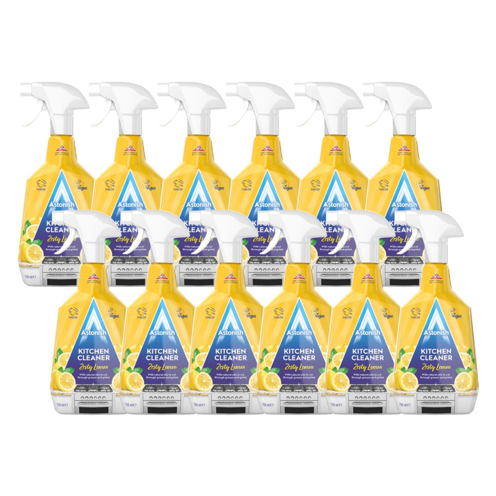 Astonish Kitchen Cleaner 12 Pack - Powerful Multi-Surface Degreaser & Stain Remover for Stoves, Countertops, Sinks - Ideal for Home & Commercial Use