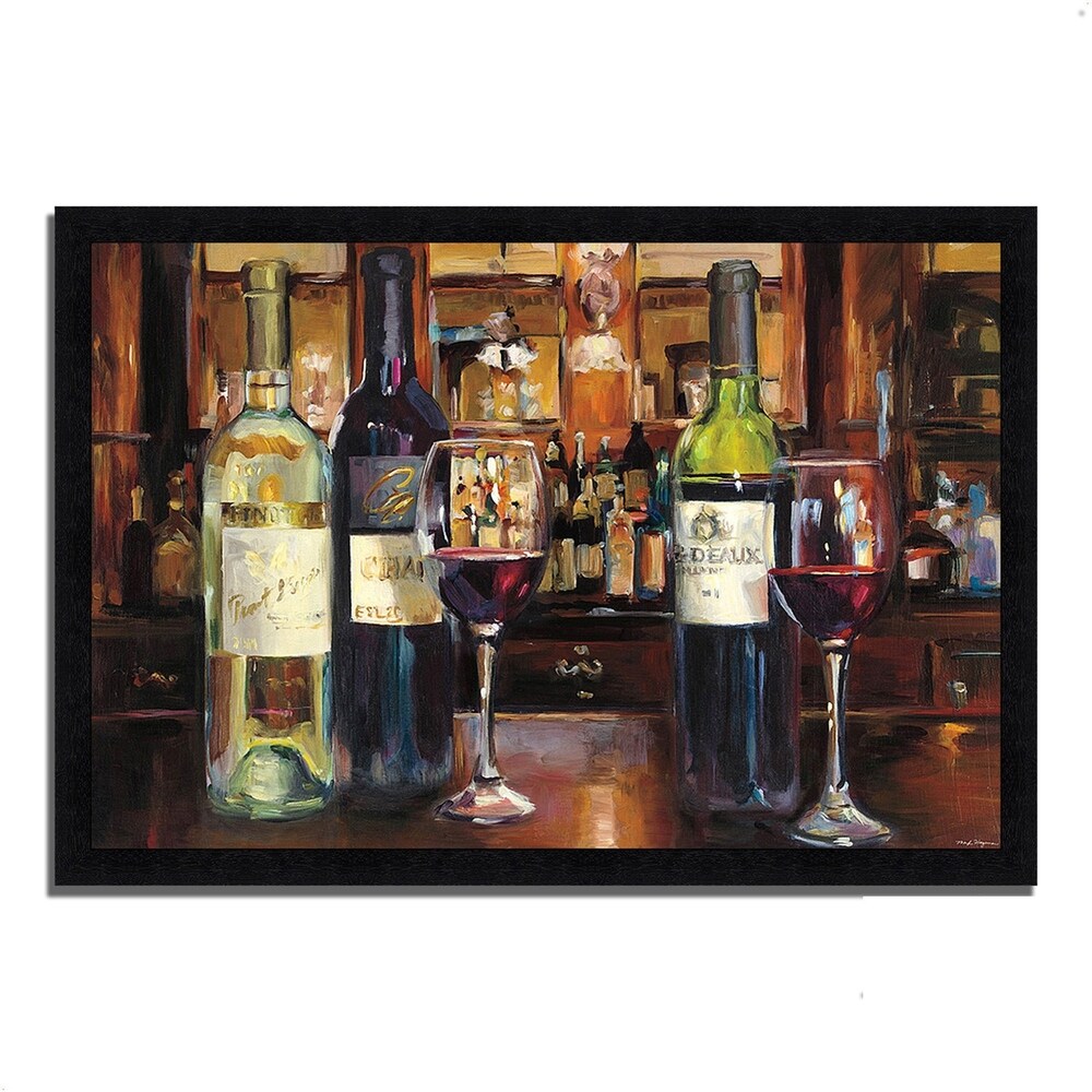 Framed Painting Print 'A Reflection of Wine' by Marilyn Hageman - Elegant Wall Art for Dining Room, Wine Bar & Home Decor