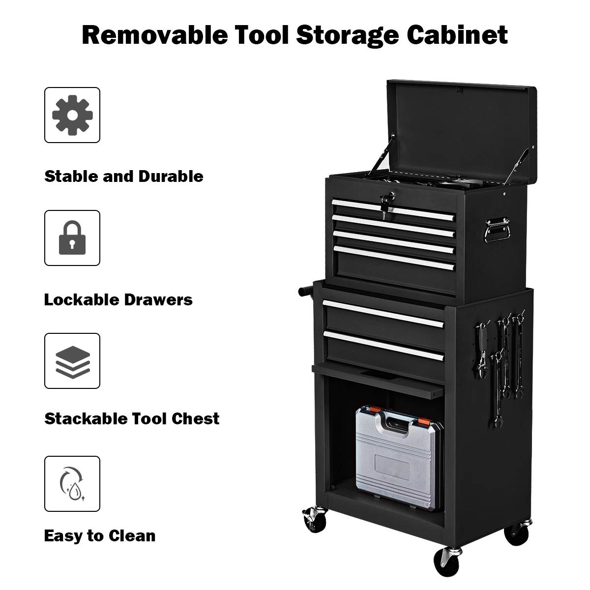 Casart 6-Drawer Rolling Tool Storage Box with Keyed Locking System - Heavy Duty Tool Cabinet for Garage, Workshop & DIY Projects