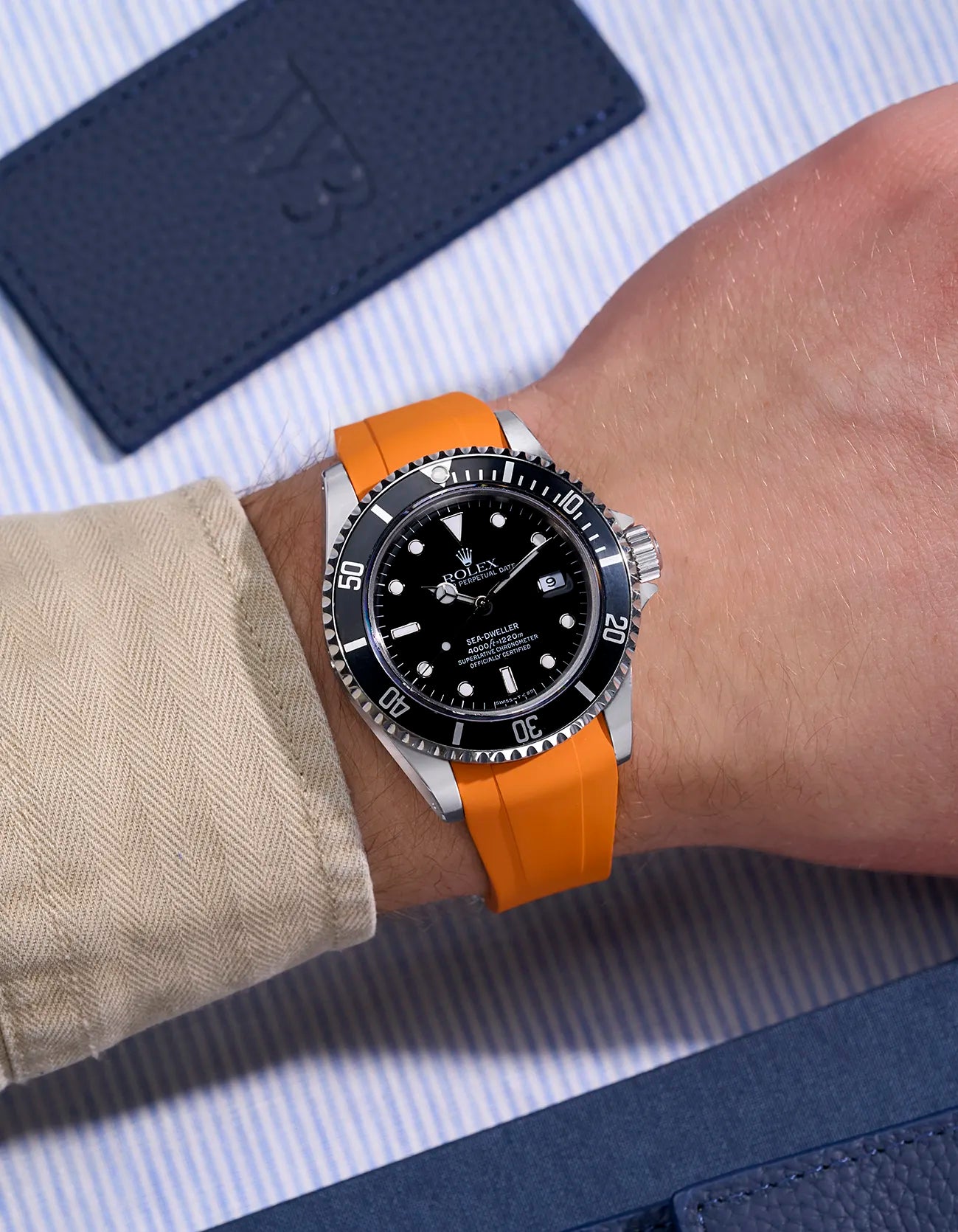 High-Quality FKM Rubber Watch Strap with Original Clasp for Rolex Sea Dweller 16600 - Durable, Comfortable & Waterproof for Diving, Swimming & Outdoor Activities