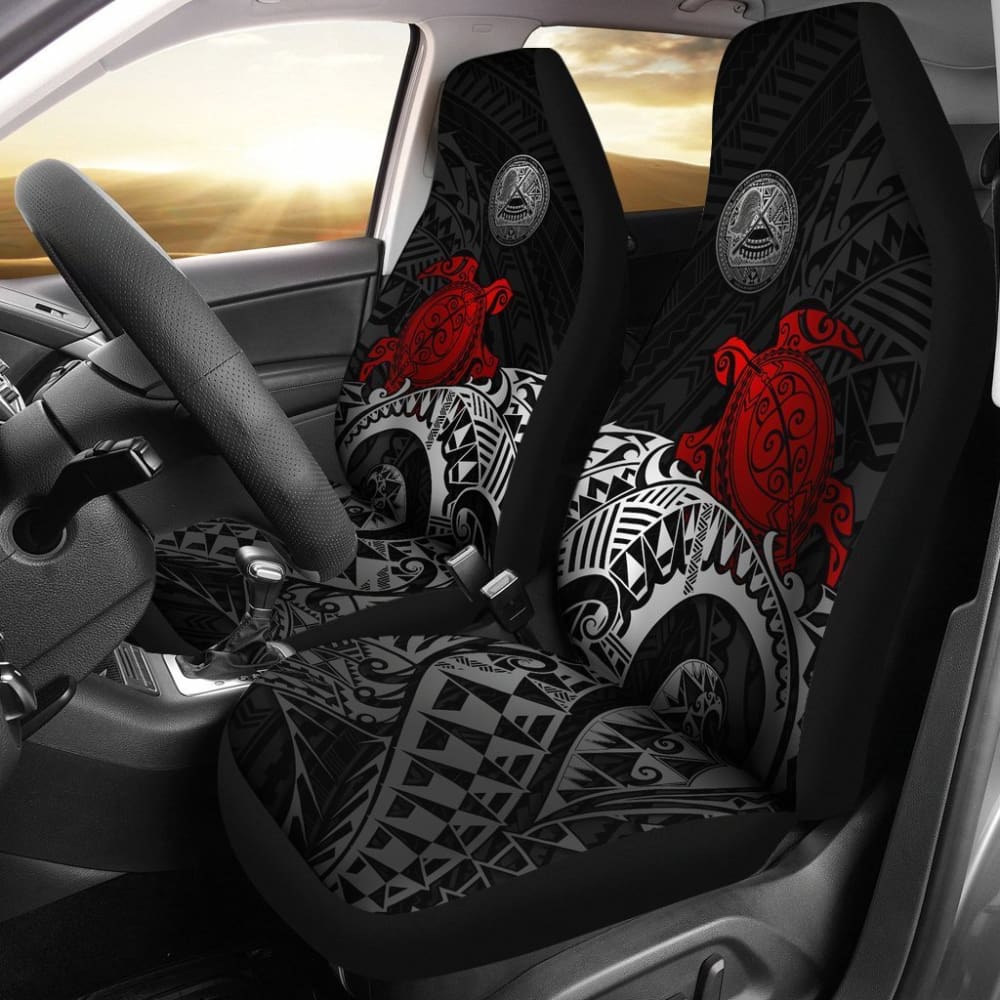 Premium American Samoa Car Seat Covers - Polynesian Turtle Design (Red) 093223 - Waterproof & Durable Protection for Cars, Trucks & SUVs