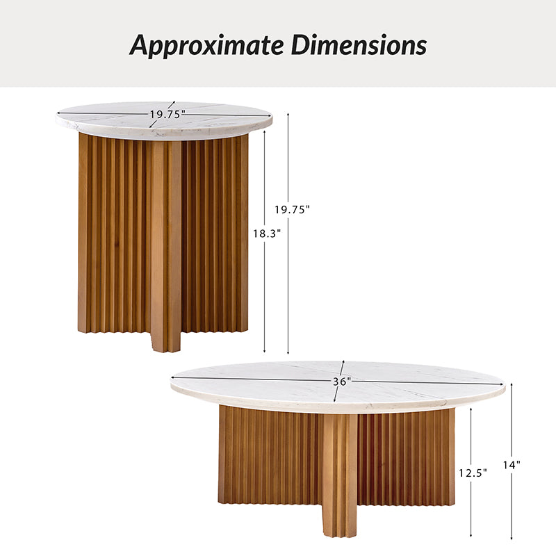 Oswald 2-Piece Living Room Coffee Table Set with Optional Side Table - Modern End Tables for Small Spaces, Sofa & Living Room Decor